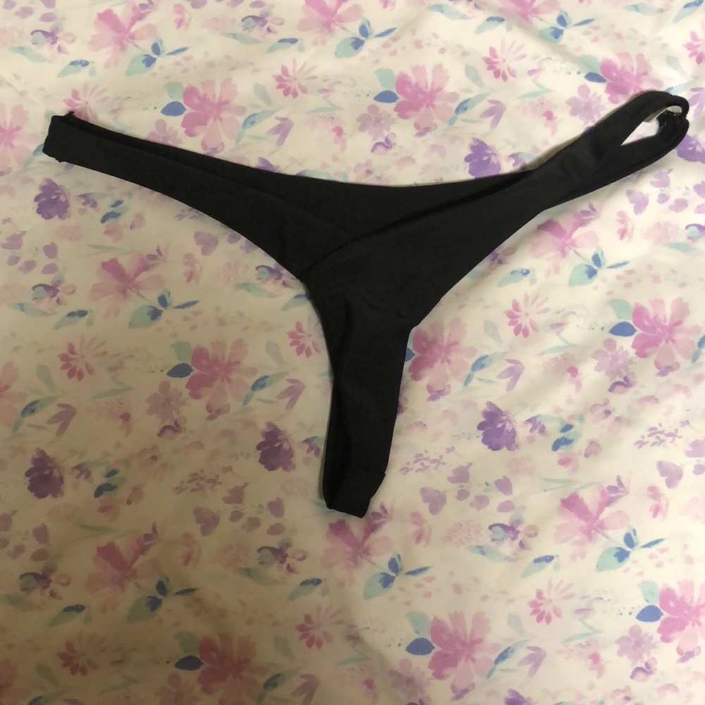 black bikini top and bottoms